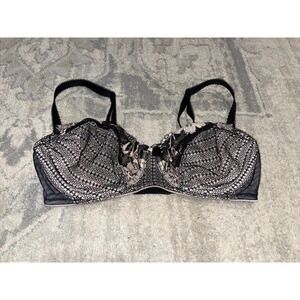 LUNAIRE Black‎ Pink Sheer Lace Bra Sz 32D